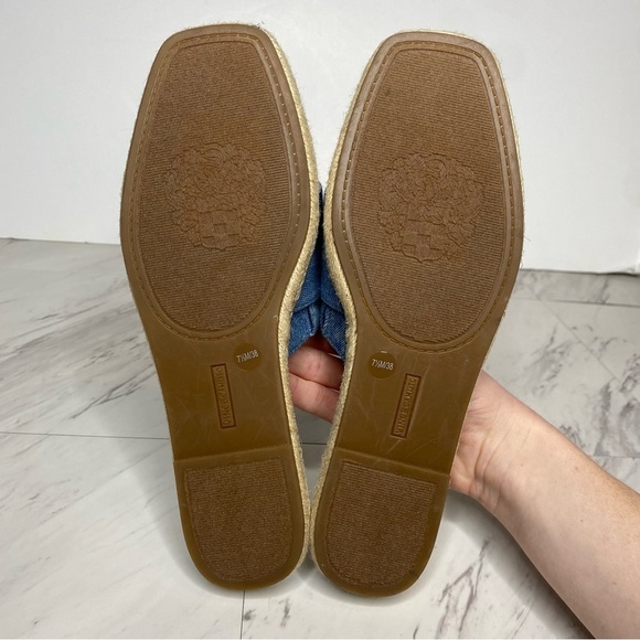Vince Camuto Jinannie Stonewash Denim Square Toe Espadrille Mule 7 1/2 M - Picture 12 of 13